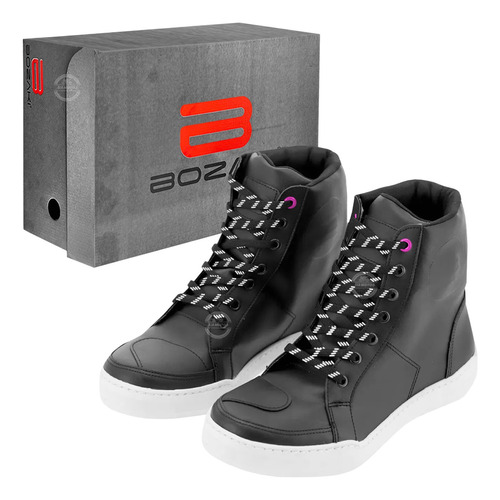 Zapatillas Para Moto Urbana Bota Cuero Eco Bozaki Sia++