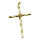 Pingente Cruz Fio Torcido 30mm Ouro 18k-750