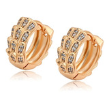 Aretes Oro 18k Lam Swarovski Arracada 14mm Regalo Mujer