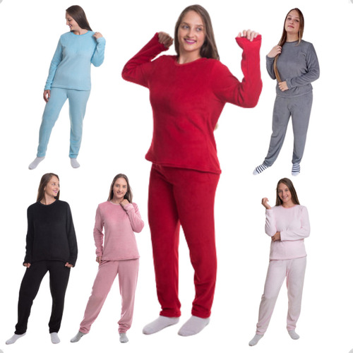 Kit 10 Pijama Conjunto De Fleece Feminino Adulto Quentinho 