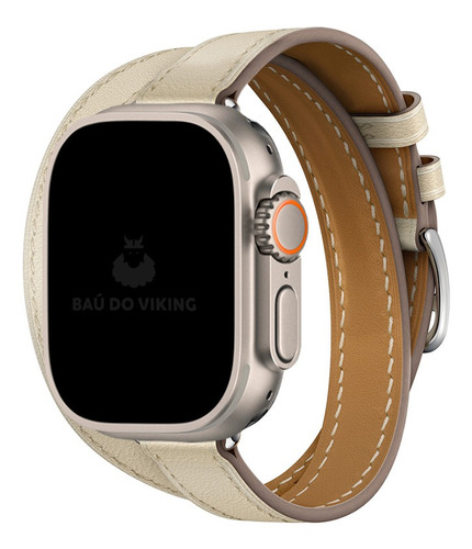 Pulseira Couro Double Tour Slim Para Apple Watch Ultra 49mm