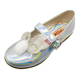 Zapatilla Niña Conejo Brillos 057-tp Plata Tornasol 12-26