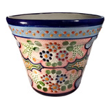 Maceta De Talavera Poblana Barroca Vaso 25 Cm Florecitas #7