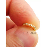 Piercing De Orelha Nariz Cartilagem Argola Dourada C/ Pedras