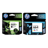 Kit 2 Cartuchos De Tinta Hp 664xl Negro + 664 Tricolor 