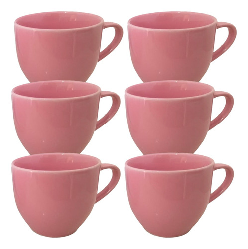 Jogo 6 Xícara De Café Chá Rosa 170ml Mundo Da Porcelana