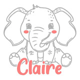 Elefante Tierno + Nombre Personalizado Vinilo Adhesivo 60 Cm