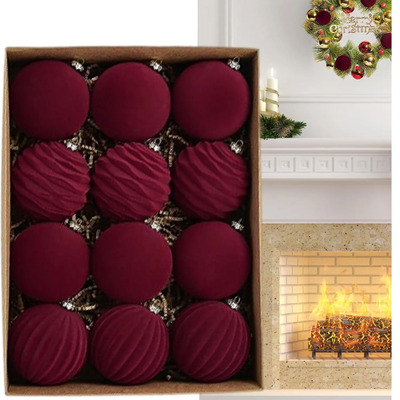 Bola De Navidad Flocada Para Colgar Bolas De Árbol De Navida