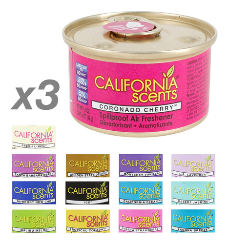 3 Aromatizante California Scents Lata 42gr Auto Camioneta F1