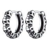 Aretes De Esqueleto De Huggie Hoop De Plata Para Hombre