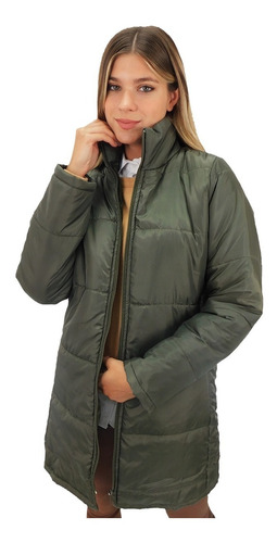 Campera Camperon Larga Abrigada Cuello Alto Mujer Dama