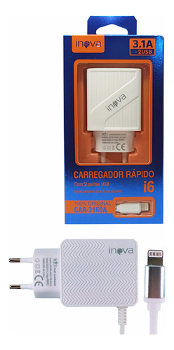 Kit 12 Carregador Inova Compatível iPhone 3.1 Atacado Revend