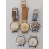 5 Relojes Para Reparar De Cuerda Vintage Helbros, Manso Etc