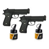 Pistola Airsoft Full Metal Spring Pt92 Kit 2un + 2 Bbs 0.20g