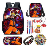 11 Piezas Naruto Uzumaki Mochila Con Lonchera Para Niñas Y N