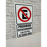 Señal Prohibido No Estacionarse En Lamina Metálica 30x50cm