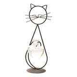 ' Florero De Terrario Para De Gatos, Soporte De Metal, Negro