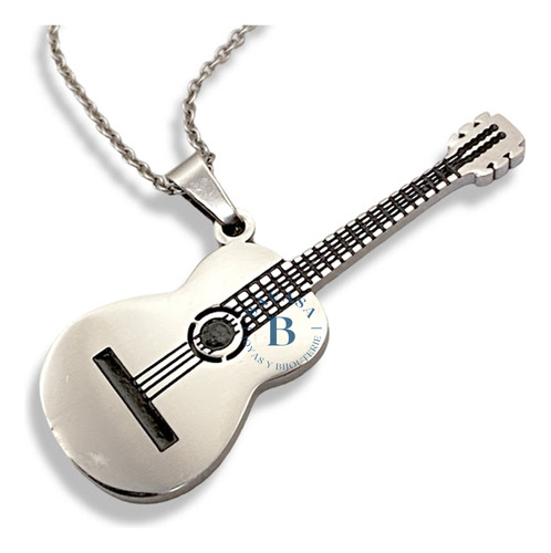 Dije Guitarra Y Cadenita De Regalo Música Acero Quirúrgico