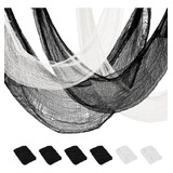 Tela De Gasa Blanco Y Negro Kit Decoracion 183x76 Cm 6 Pzs