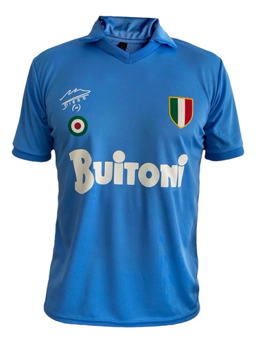  Camiseta Napoli Buitoni Campeon Italia 1986 Celeste Retro