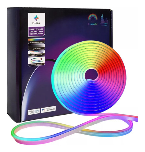 Fita Led Inteligente Silicone Neon 5m Rgb Alexa Dreamcolor