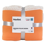 Frazada Polar Sherpa 1,5 Plazas Hipertermica Mashini Color Naranjo Diseño De La Tela Liso