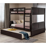 Fanyhome Full Over Full Bunk Bed With Trundle, Solid Wood Bu