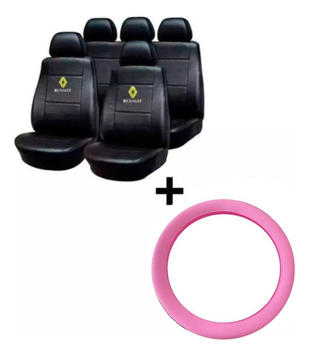 Funda Para Asiento Y Cubrevol Rosa Para Clio Symbol Kangoo