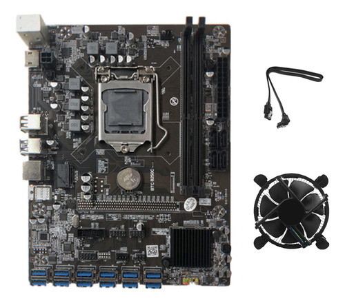 Placa Base Minera B250c Btc Con Cable+ventilador 12xpcie A U