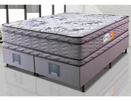 Cama Box Queen Colchão Ortopédico 158x198x71 D45 Cinza