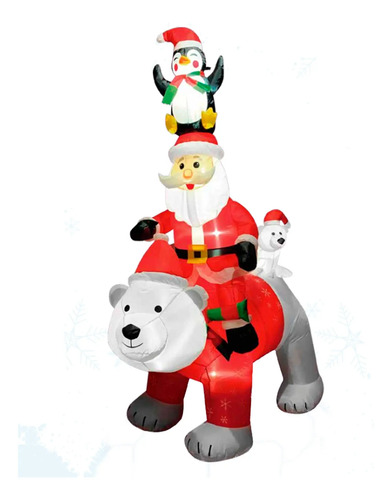 Figura Navideña Inflable Santa Osos Juguetones 2.4m Ml9180