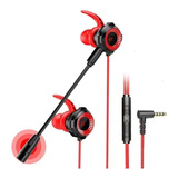 Buku Audifonos Gamer Inear Con Microfono Auriculares Gaming Color Rojo/negro