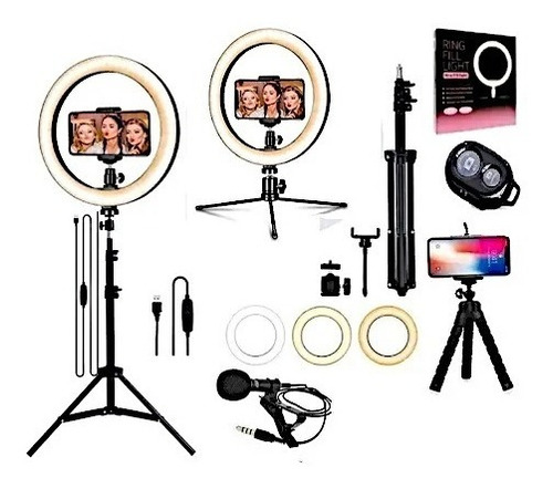 Kit Youtuber Blog Vídeos Luz Led Tripe Acessórios P/ Celular