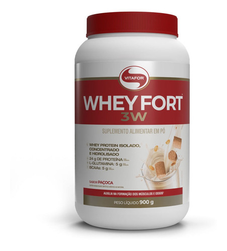 Whey Fort 3w Blend De Proteínas 900g Paçoca Vitafor