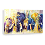Canvas | Mega Cuadro Decorativo | Elefantes Acuarela 140x90
