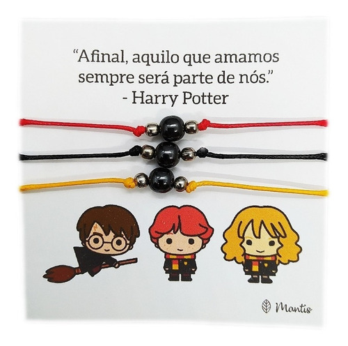 Conjunto 3 Pulseiras Amizade Magnéticas Trio Harry Potter 
