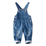 Overol De Denim Rasgado Para Bebé Niño Y Niña