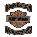 Harley Davidson Bordado Reflectivos Por 3 Unidades Espaldar 