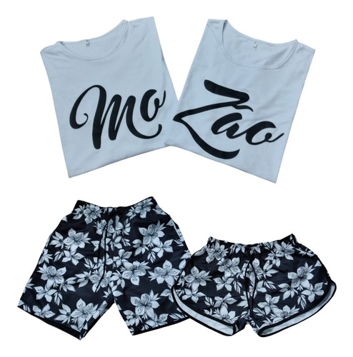 Conjunto Namorados Kit Casal Shorts + Camisetas Lindas Fotos