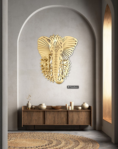 Elefante Sagrado  Cuadro Deco  Mdf /acrilico Espejo 60 X 50