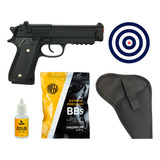 Pistola De Airsoft Metal Pt92 + 1000 Bbs + Coldre + Silicone