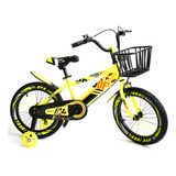 Bicicleta Para Niños Amarillo R16 Con Rueditas Y Canasta 