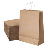 Bolsas De Papel Madera Kraft Con Manija 24x22x10 100 Unidad