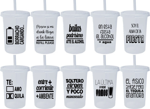 Vaso Termo Tapa Popote 16oz Personalizado Vinil Impres 300pz