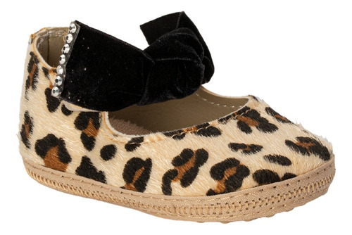 Zapatito Bebe De Nena Animal Print Con Moñito Strass