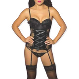 Lenceria Erotica Corset Sexy  Negro Encaje+portaligas +less