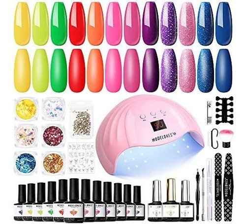 Esmalte - Modelones Gel Nail Polish Kit With U V Light, Neon