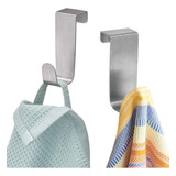 Set X2 Toallero Percha Gancho Puerta Cajón Baño Cocina Inox