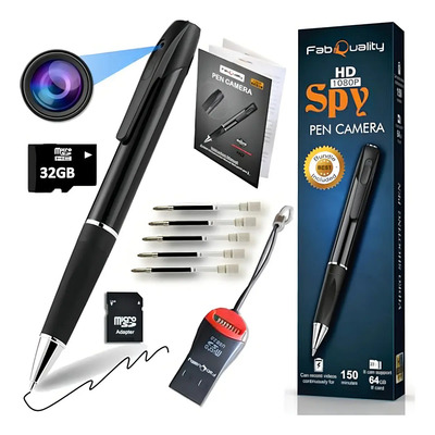 Cámara Espía Inalámbrica Fabquality Pen Camera Full Hd 32gb Negro
