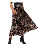 Faldas T Para Mujer Con Estampado De Leopardo, Plisadas, Elá